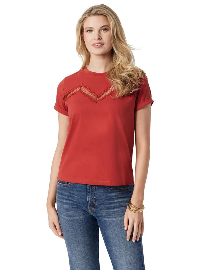 Women Tops and Tees Jessica Simpson Valeriya Tee In Chili Oil