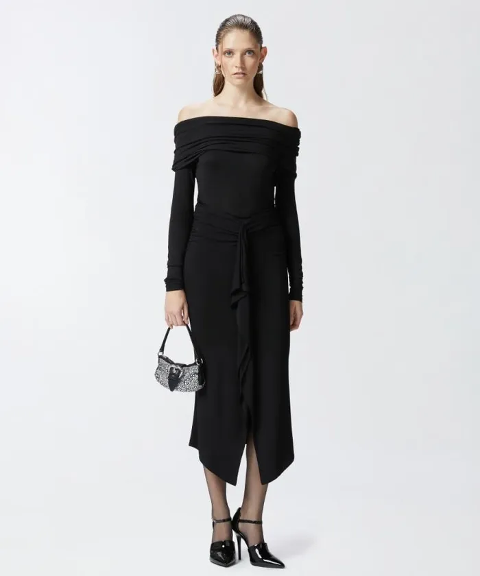 Women Topwear Pinko Longsleeved Sweater With Open Shoulders Limo Black Women Topwear Pinko Longsleeved Sweater With Open Shoulders Limo Black