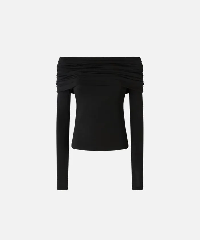Women Topwear Pinko Longsleeved Sweater With Open Shoulders Limo Black Women Topwear Pinko Longsleeved Sweater With Open Shoulders Limo Black