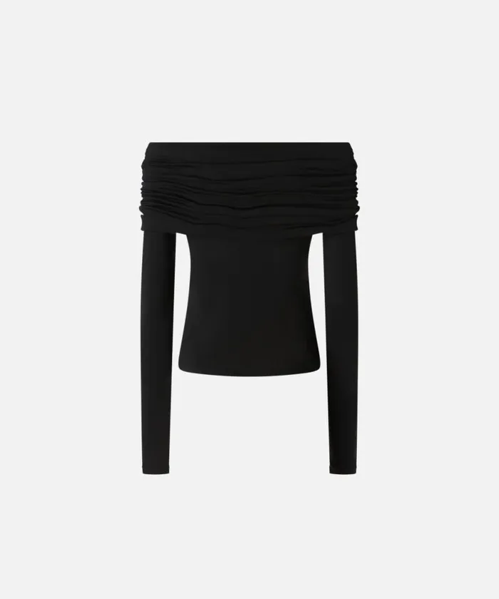 Women Topwear Pinko Longsleeved Sweater With Open Shoulders Limo Black Women Topwear Pinko Longsleeved Sweater With Open Shoulders Limo Black