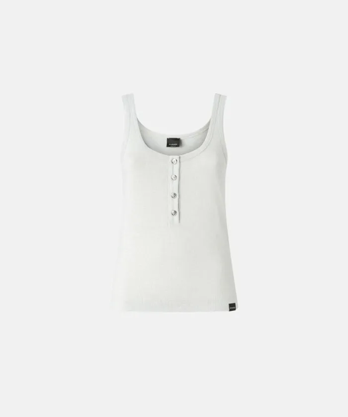 Women Topwear Pinko Metallic Knit Vest Top With Buttons Metallic Silver