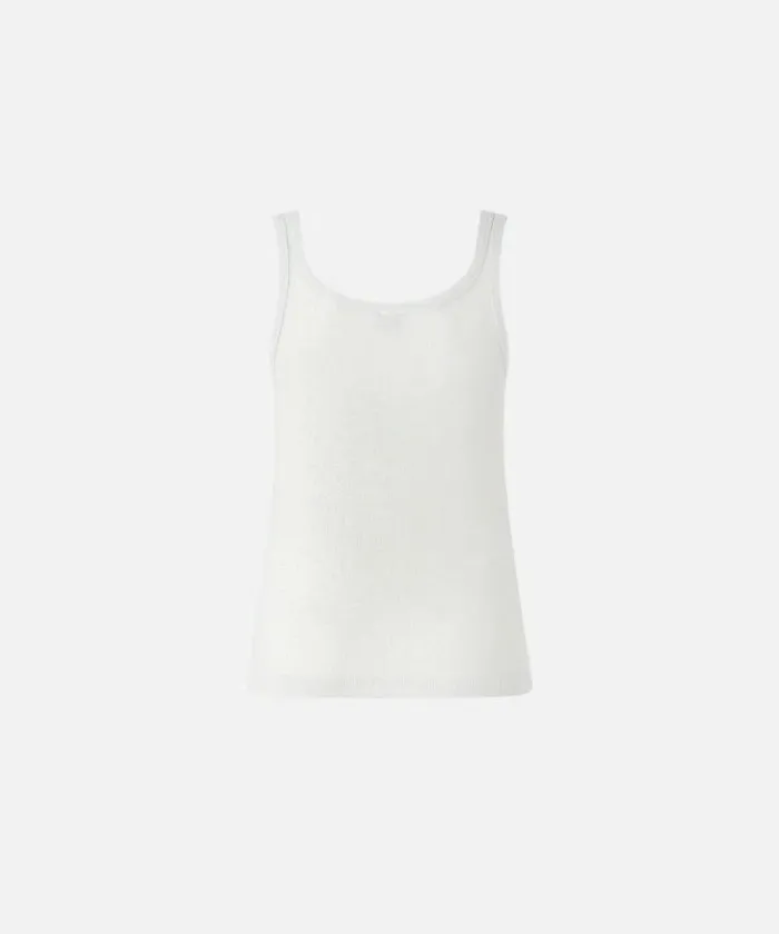 Women Topwear Pinko Metallic Knit Vest Top With Buttons Metallic Silver Women Topwear Pinko Metallic Knit Vest Top With Buttons Metallic Silver
