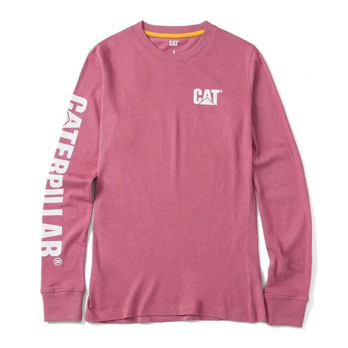 Women Trademark Banner Long Sleeve Tee Cat Footwear Tops and Outerwear