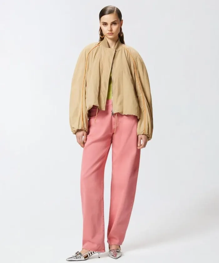 Women Trousers Pinko Cotton Bull Balloon Trousers Sunny Coral