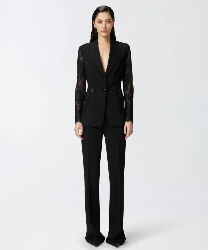 Women Trousers Pinko Elegant Flared Trousers In Technical Cady Limo Black