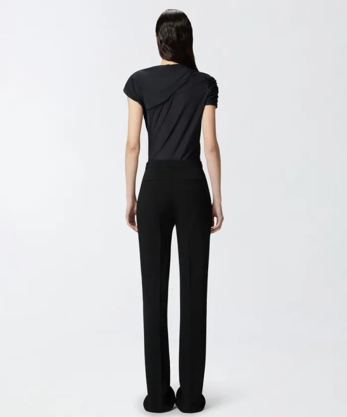Women Trousers Pinko Elegant Flared Trousers In Technical Cady Limo Black Women Trousers Pinko Elegant Flared Trousers In Technical Cady Limo Black