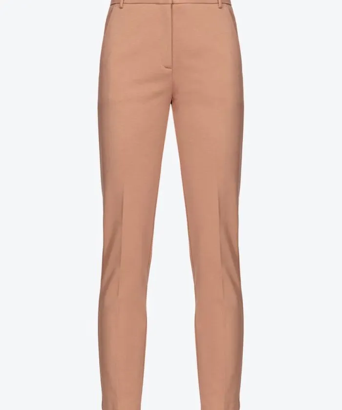 Women Trousers Pinko Milanoknit Cigarette Trousers Mocha Mousse