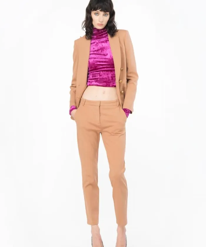 Women Trousers Pinko Milanoknit Cigarette Trousers Mocha Mousse Women Trousers Pinko Milanoknit Cigarette Trousers Mocha Mousse