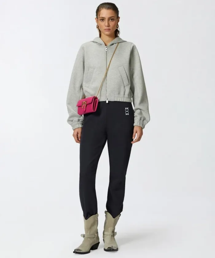 Women Trousers Pinko Sporty Joggers With Logo Patch Dark Navy Blue