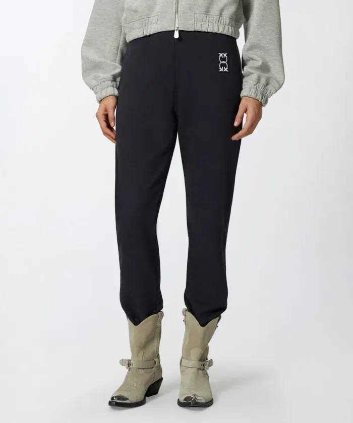 Women Trousers Pinko Sporty Joggers With Logo Patch Dark Navy Blue Women Trousers Pinko Sporty Joggers With Logo Patch Dark Navy Blue