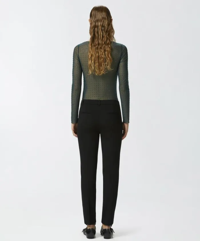 Women Trousers Pinko Technical Fabric Cigarette Trousers Limo Black Women Trousers Pinko Technical Fabric Cigarette Trousers Limo Black