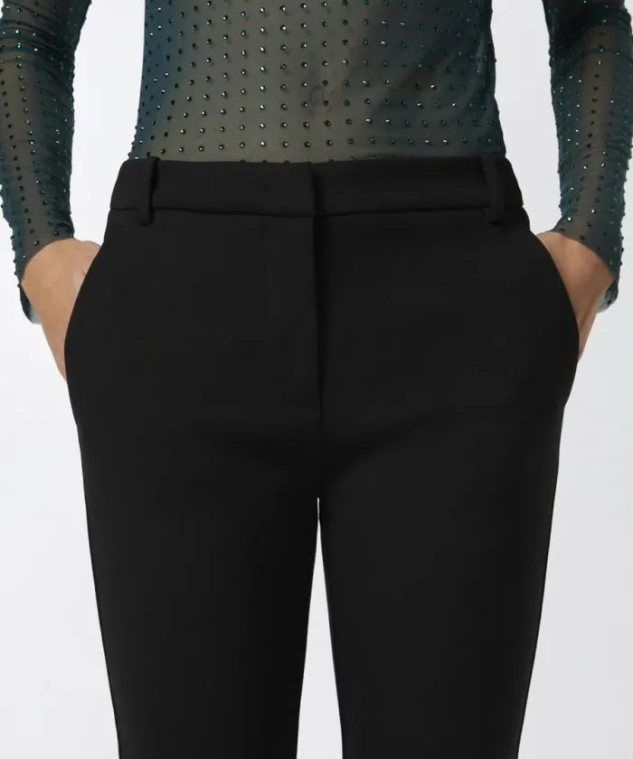 Women Trousers Pinko Technical Fabric Cigarette Trousers Limo Black Women Trousers Pinko Technical Fabric Cigarette Trousers Limo Black