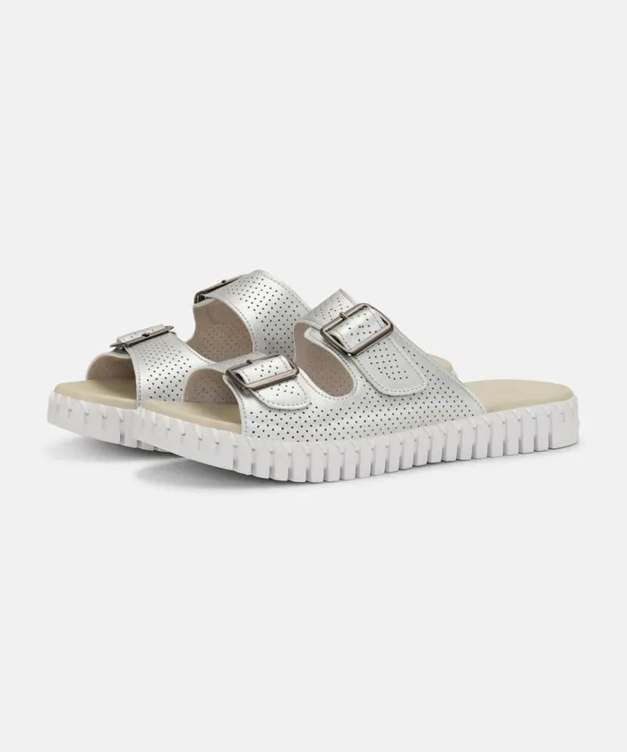 Women Tulip Flats Ilse Jacobsen Sandals 8211 Silver