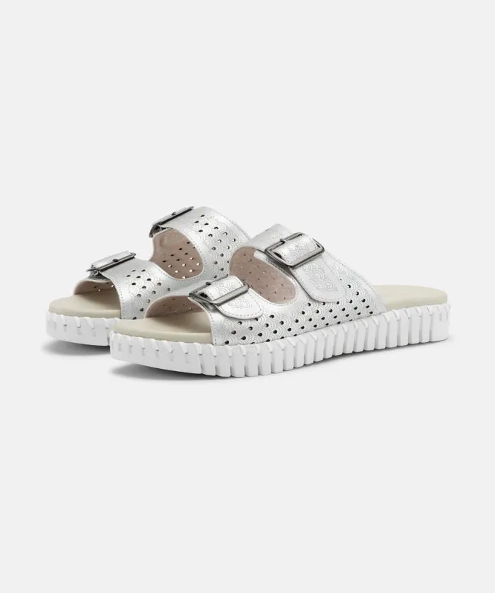 Women Tulip Flats Ilse Jacobsen Sandals 8211 Silver Women Tulip Flats Ilse Jacobsen Sandals 8211 Silver