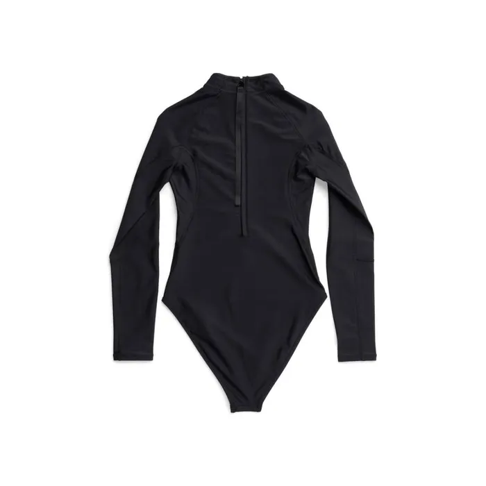 Women Underwear and Swimwear Balenciaga Sporty Tech Long Sleeve Swimsuit In Black