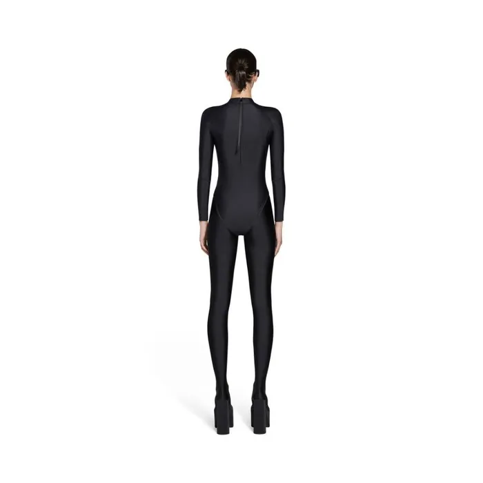 Women Underwear and Swimwear Balenciaga Sporty Tech Long Sleeve Swimsuit In Black