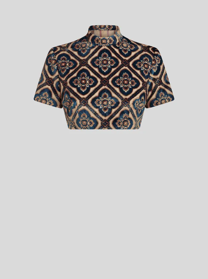 Women Velvet Cropped Top Etro Tops