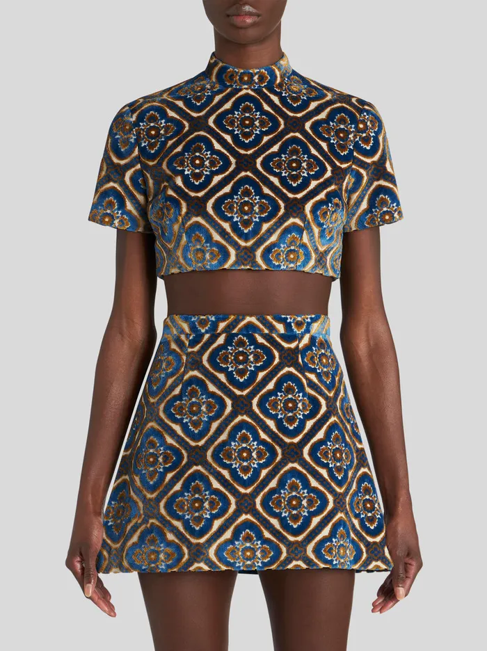 Women Velvet Cropped Top Etro Tops