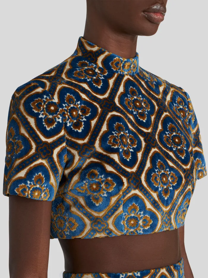 Women Velvet Cropped Top Etro Tops