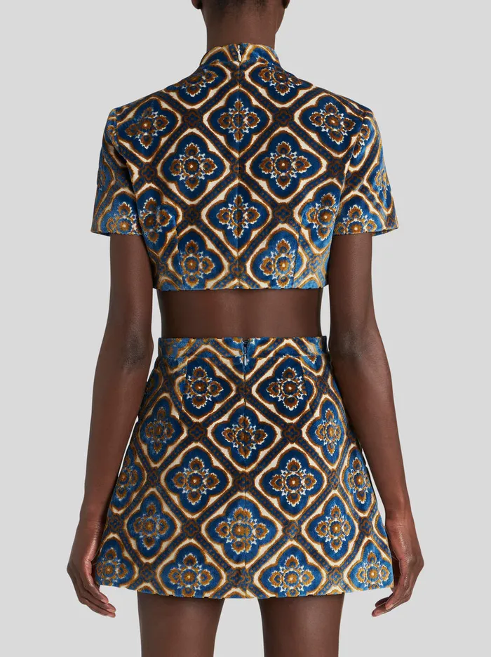 Women Velvet Cropped Top Etro Tops