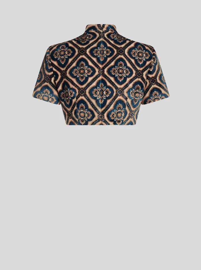 Women Velvet Cropped Top Etro Tops