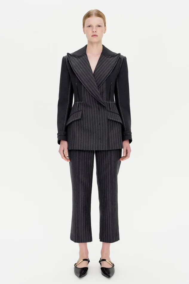 Women Vera Pant Grey Pinstripe Jonathan Simkhai Pants and Bottoms