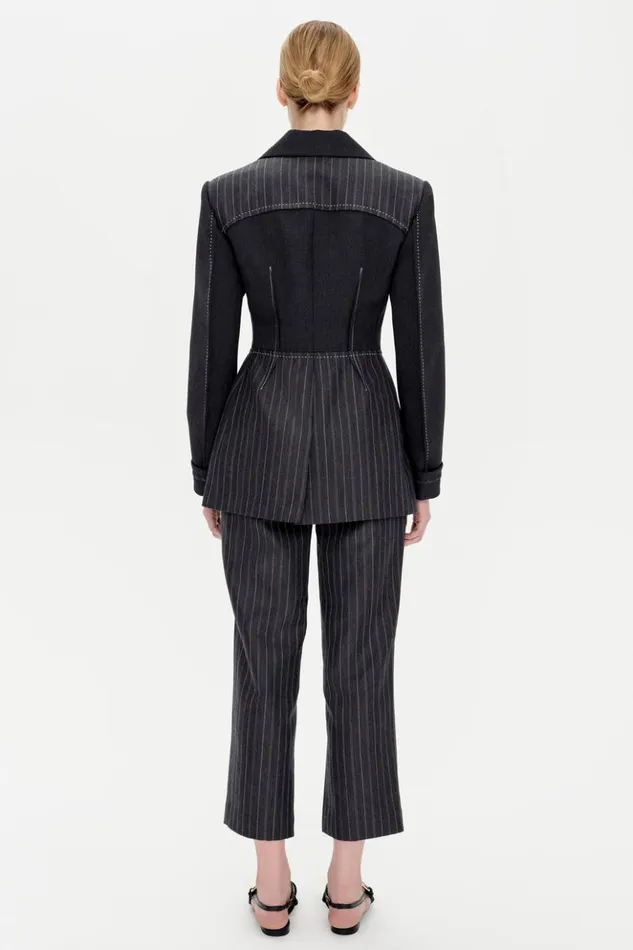 Women Vera Pant Grey Pinstripe Jonathan Simkhai Pants and Bottoms