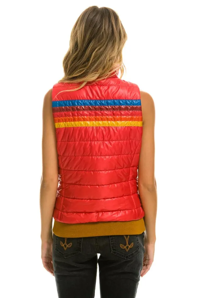 Women Vests Aviator Nation 5 Stripe Vest 8211 Glossy Cherry