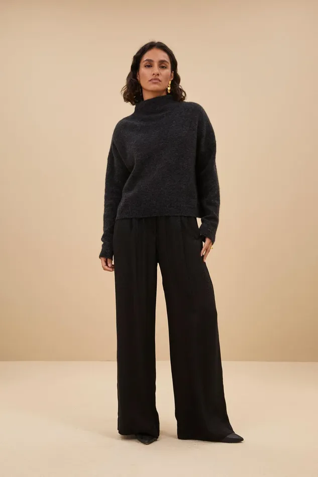 Women Vinn Pullover Dark Grey Melee Bybar Pullovers