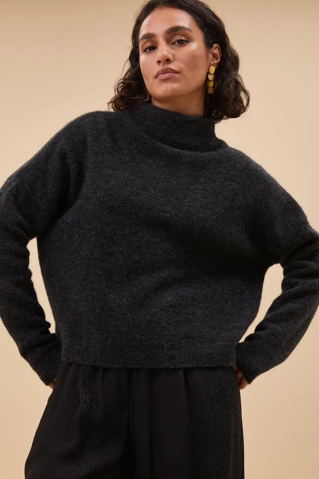 Women Vinn Pullover Dark Grey Melee Bybar Pullovers