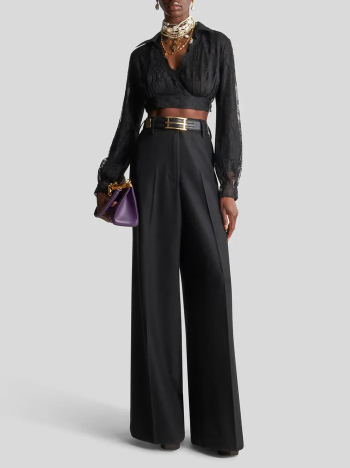 Women Virgin Wool Palazzo Trousers Etro Trousers