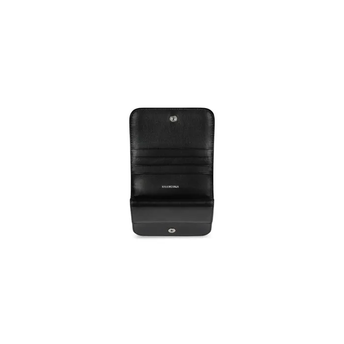 Women Wallets Balenciaga Cash Flap Coin And Card Holder In Black