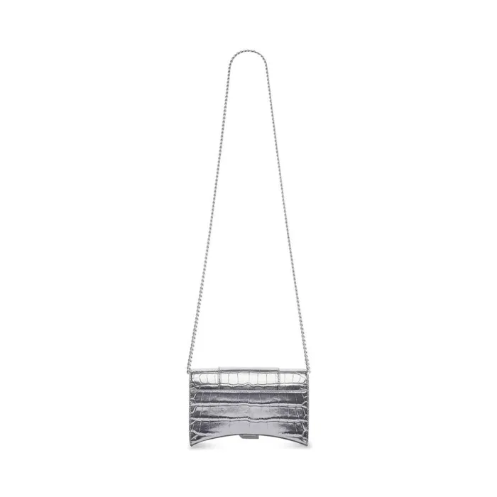 Women Wallets On Chain Balenciaga Hourglass Wallet On Chain In Silver