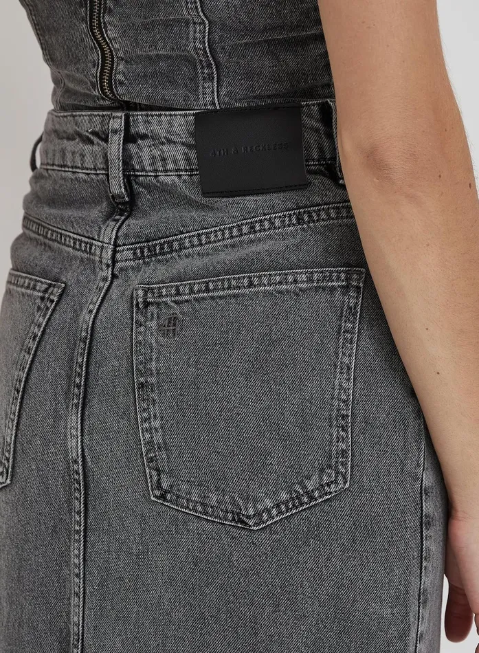 Women Washed Grey Denim Midaxi Skirt 8211 Maxine 4th and Reckless Skirts