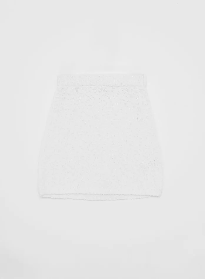 Women White Cotton Knit Mini Skirt 8211 Eden 4th and Reckless Knitwear