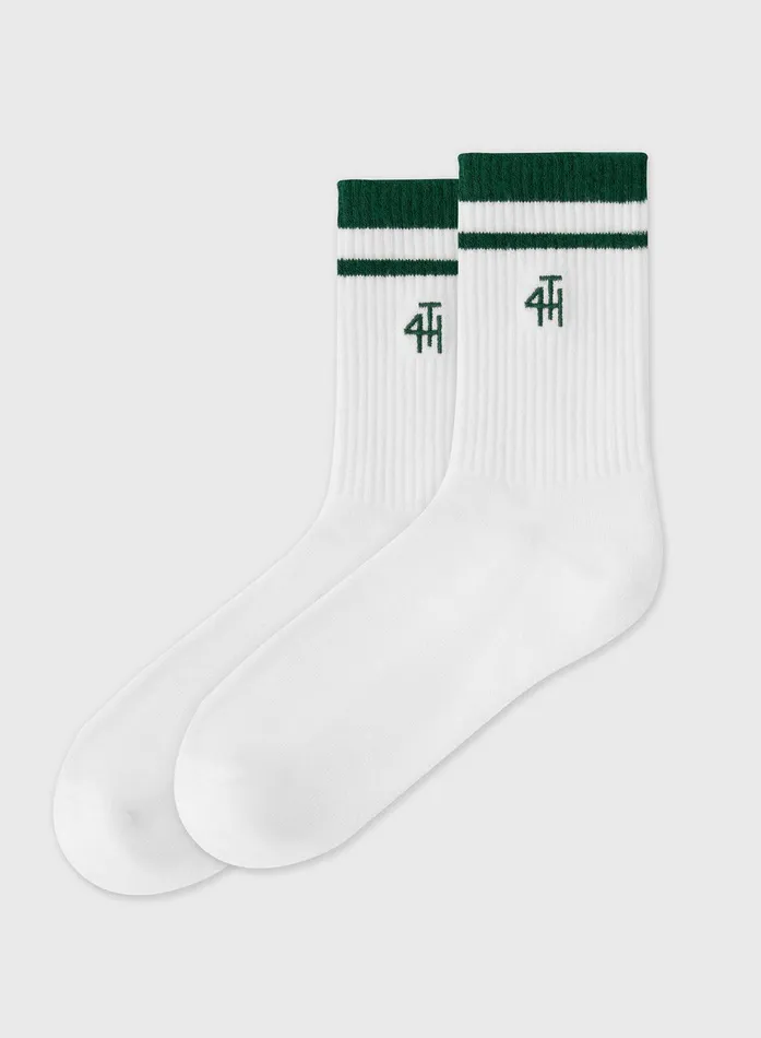 Women White With Green Trim Fourth Branded Socks 4th and Reckless Athleisure