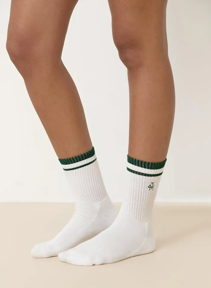 Women White With Green Trim Fourth Branded Socks 4th and Reckless Athleisure