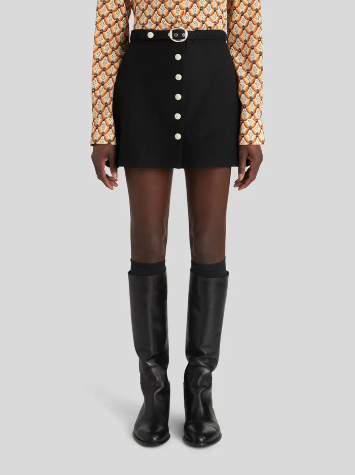 Women Wool Fabric Mini Skirt Etro Skirts
