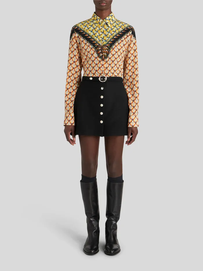 Women Wool Fabric Mini Skirt Etro Skirts