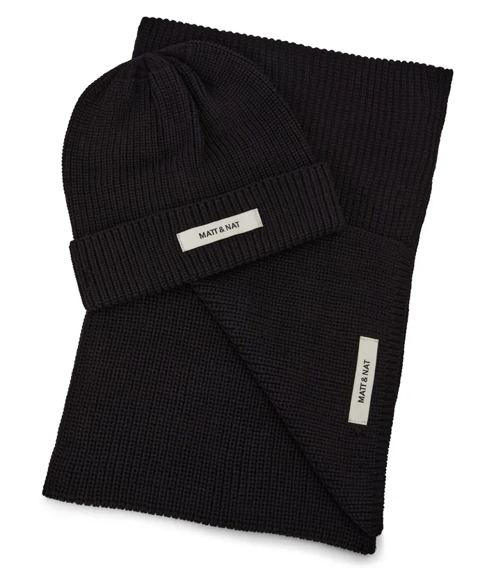 Women Wynn Hat and Scarf Set Black Matt and Nat Hat and Scarf