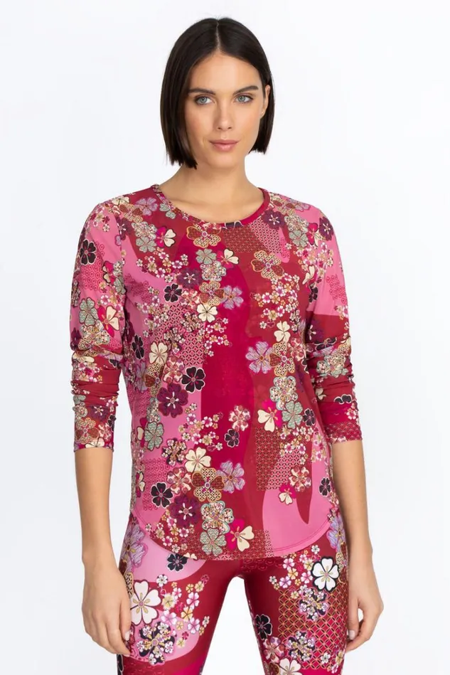 Women Yama Long Sleeve Mesh Tee Yama Johnny Was Tops