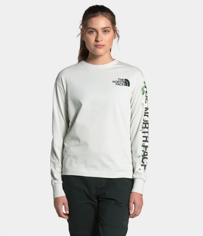 Womens Long Sleeve Himalayan Bottle Source Tee Light Tin Grey The North Face Casual Tops