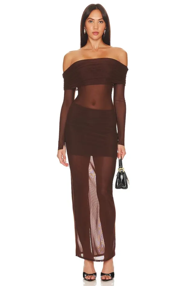 X Anja Dujakovi Fio Maxi Dress Chocolate Brown Women Lovers and Friends Dresses