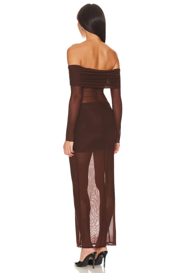 X Anja Dujakovi Fio Maxi Dress Chocolate Brown Women Lovers and Friends Dresses